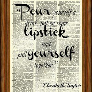 Liz Taylor Quote Upcycled Dictionary Art Print